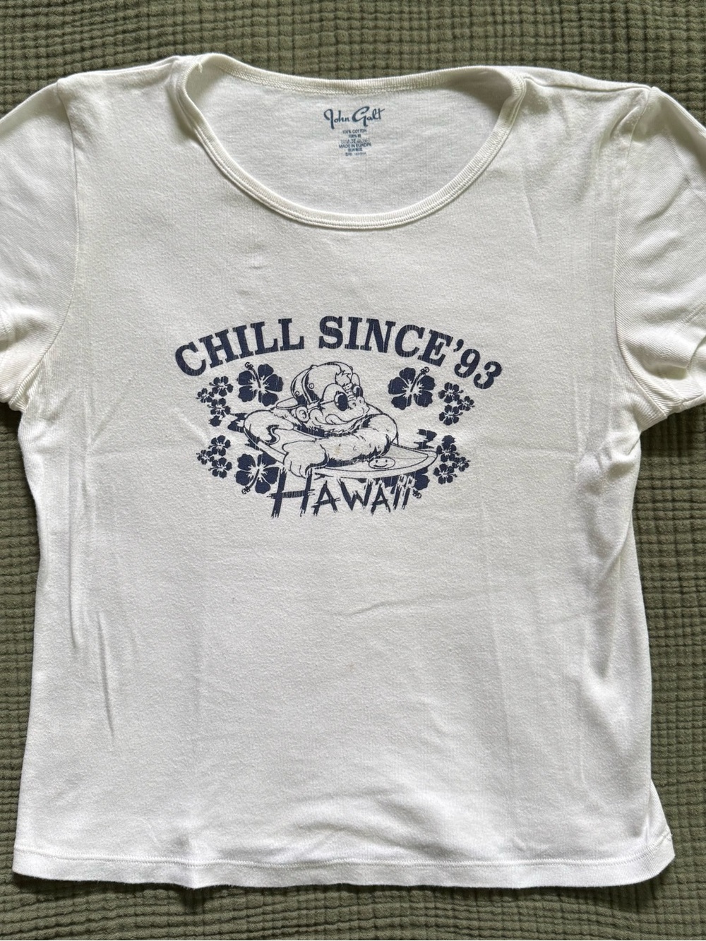 Brandy Melville White Short-Sleeve 'Chill Since '93 Hawaii' Graphic Tee
